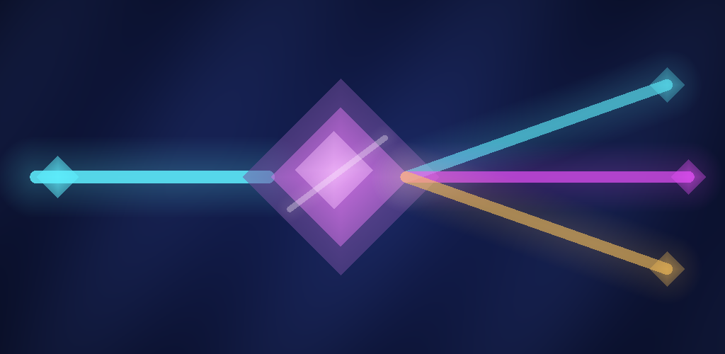 Prism Relay laser beams splitting through a glowing crystal